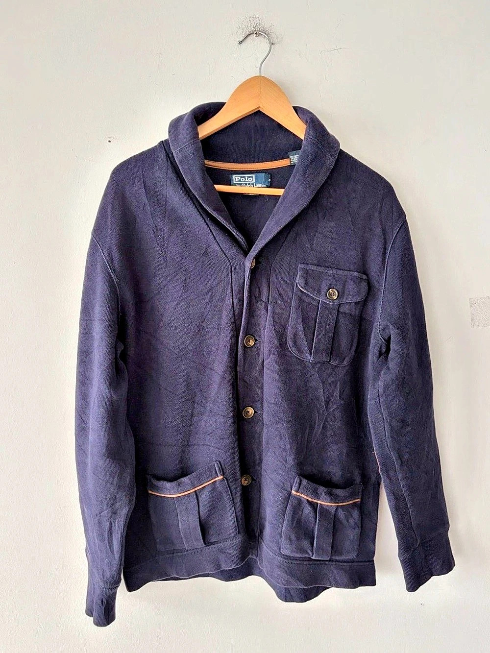 Vintage Polo Ralph Lauren Suede Elbow Patches Cardigan Size M